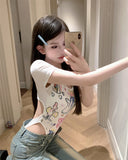 Hottie Pure Want To Repair Short-Sleeved T-Shirt Girls Summer Waist Thin Dressing Design Sense Niche Chic Top