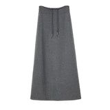 Grey Sports Skirt Women Spring And Autumn New High-Waist Straight Open Fork A-Style Half-Dress Pendant Skirt Long Skirt
