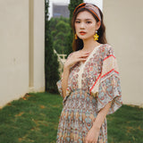 Real Shooting National Style Beach Dress Print Seaside Holiday Bohemian Long Dress Large Size Thin Dress Beach Dress