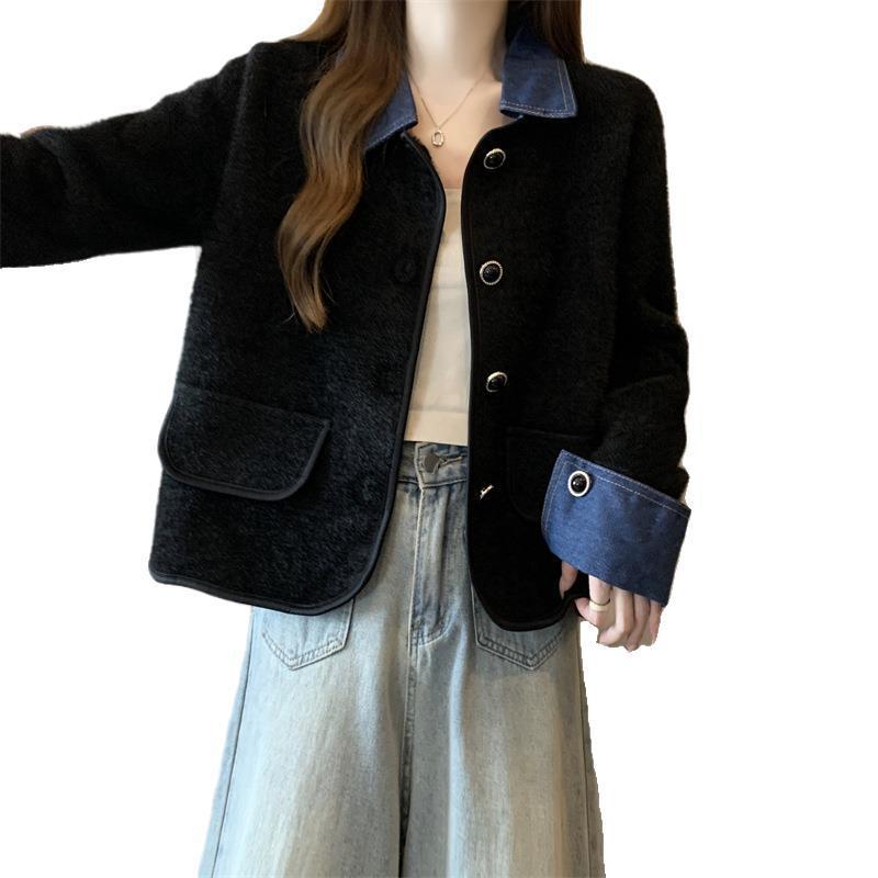 KANING Can't Afford The Ball Of Imitation Hairs, Knitted Coat 2026 Autumn New Small Smell Style Short Cardigan Top