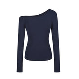 Pure Hot Girl Slimming Thin Shoulder Long-Sleeved T-Shirt Women's Early Autumn Design Feeling Hit-Shirt Student Top