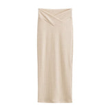 Ins Babes V-Sistered Fork Dress Girl Autumn New Personality Pit Knitted Hip Skirt Half-Dress Skirt