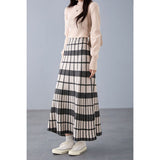 Vintage Lattice Japanese And Korean Foreign Single 2026 Autumn And Winter New Thin Temperament Fashion Half-High Collar Dress