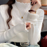 KANING Korean Vintage Tuffen Thick Knitted T-Shirt 2026 Autumn And Winter New Half-High Collar With Sweater Woman