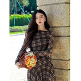 Large-Size French Vintage Glyt Gable Long Sleeve Dress Design Reliet Renovation Dress New Autumn