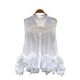 European Goods Fashionable Top Women's Summer Design Sense Niche Heavy Industry Irregular Three-Dimensional Lace Hollow Sleeveless Shirt Women
