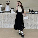 Korean Version Of Large-Size Women's Fat Mm Black Dress Women's Summer French Lace Dolls To Receive Skinny Black Dress