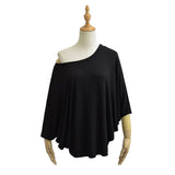 Pure Lust Mask T-Shirt Lanky Comfortable Bat Seven-Sleeved Loose Top Women's Long Slanted Shoulder T-Shirt Sunscreen