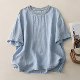 Real Shooting 2026 New Retro Dunshi Literary Top Women Splicing Thread Round-Neck Short-Sleeve Shirt Casual Jacket