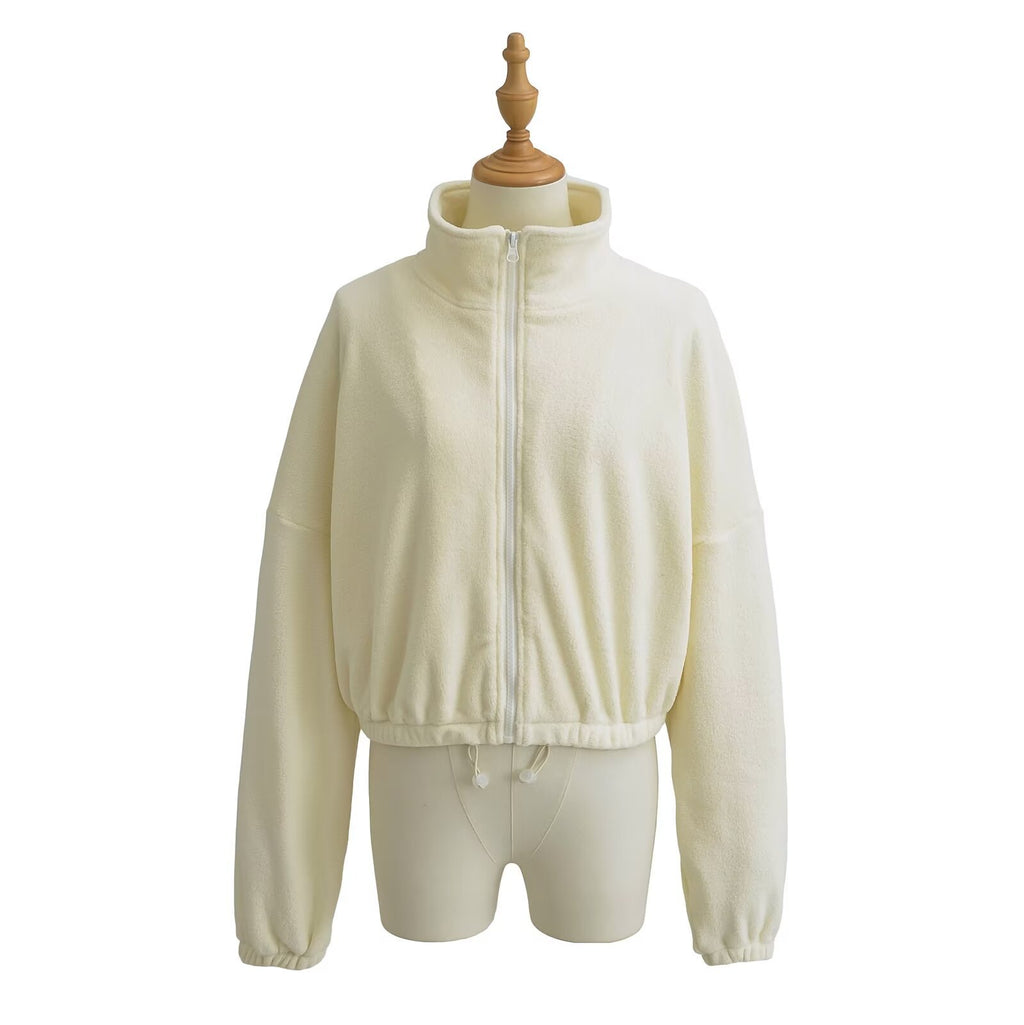 Autumn And Winter Olympic Grain Velvet Warm Sports Coat Women's Thick Loose Standing Collars Thin Comfortable Sweater