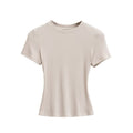 Summer Shoulder Ant Waist T-Shirt Thread Solid Color Foundation Repair Bottom Wide Edge Round Neck Bottom