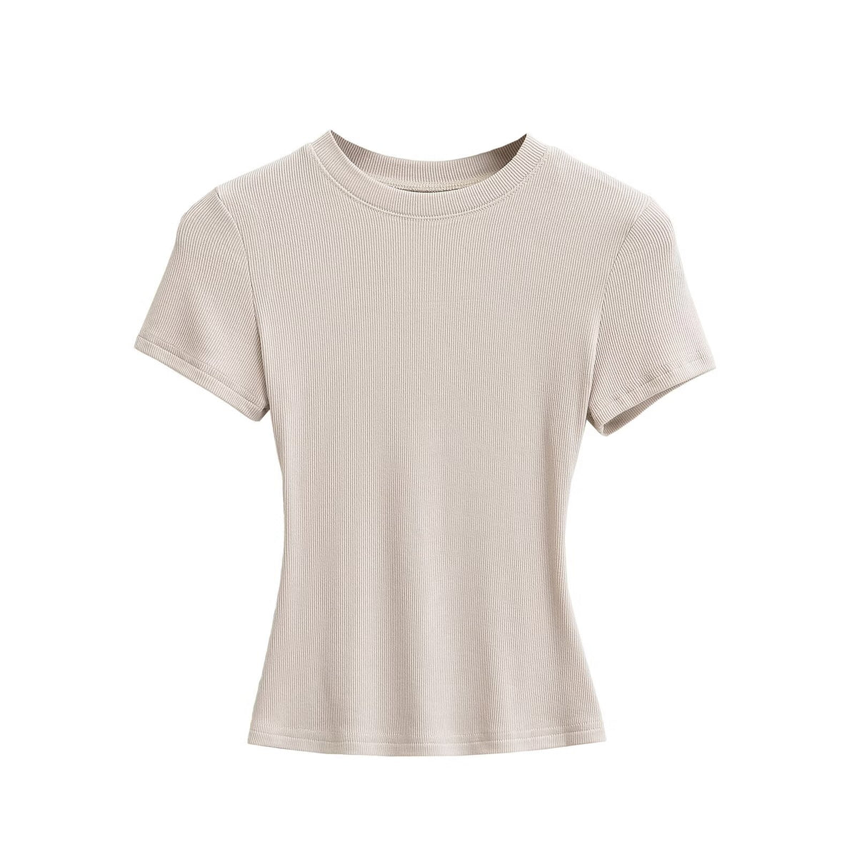 Summer Shoulder Ant Waist T-Shirt Thread Solid Color Foundation Repair Bottom Wide Edge Round Neck Bottom