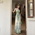 New Sensing Fengfeng High-Sensing Printed Flying Sleeve Dresses Women's Summer Bags And Buses Long Dresses