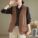 Real Shooting Cotton Cana Woman Short 2026 Spring Summer Korean Version Of The Middle-Of-Age Mother Retro Shoulder Horse Clip Wearing Thin Vest