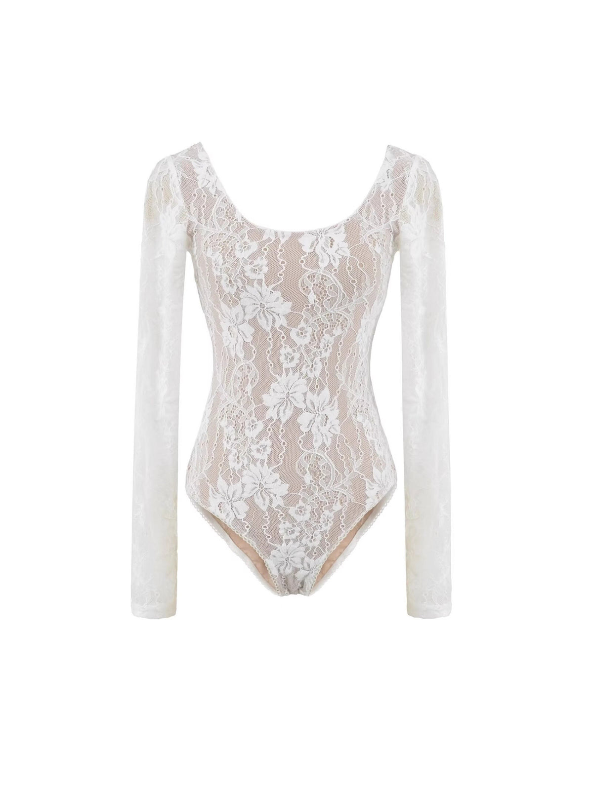 Fashion New Lace Splicing Long Sleeve Crobrate Crobrate Yarn Net Hollow Hook Babes Conjoined Shirt
