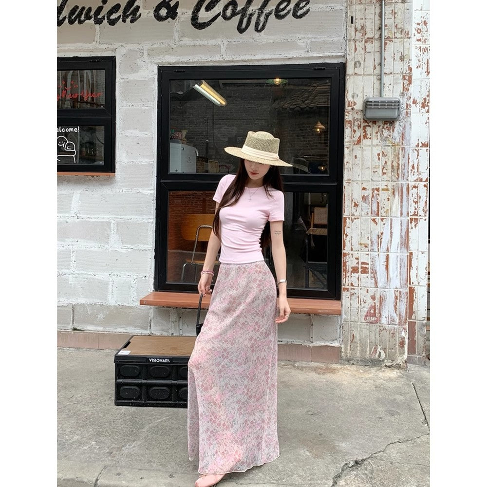 French Fragile Chiffon Half-Summer High-Rise Design Small Fishtail Dress