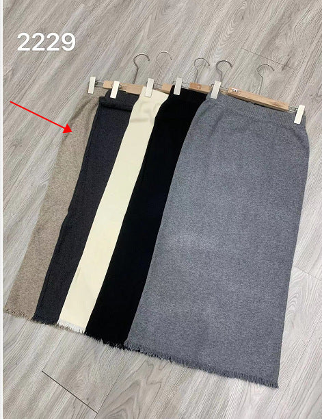 Autumn And Winter New French Retro Fragrant Tweed Knitted Half-Dress Girl With High Waist Long Straight Skirt