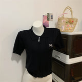 Special Price Without Reduced Price Of Bow Embroidered Collar Knitted Women's Clothing