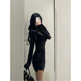 French Chic Design Sense Mesh Long-Sleeved Dress Women Early Spring Hottie Sexy Tight Inside The Ass Skirt
