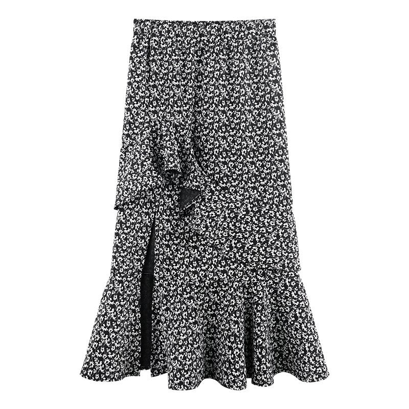 Stylish Street Breeze Flower Opening Skirt Dress Women Summer Design High Waist Hanging Feeling Irregular Long Skirt