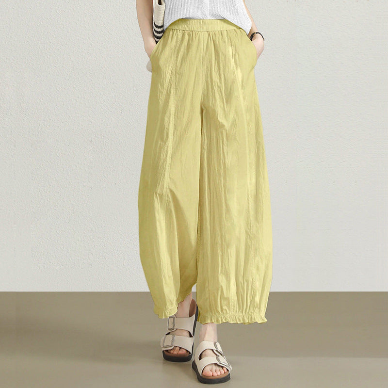 Nine-Legged Trousers Women's Summer Thin 2026 New Loose Straight Air Pants White Trousers