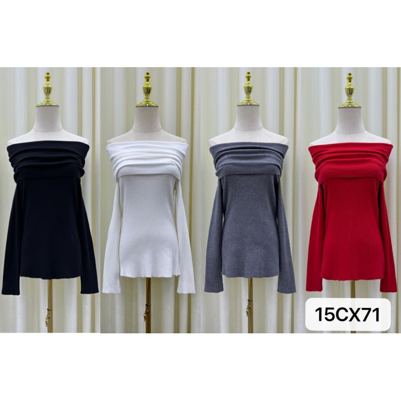 KANING French Gentle Shoulder Long-Sleeved Knit Shirt Women Early Autumn 2026 New Pure Lust Style Repair Body Dress Woman