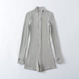 Spring And Autumn Fashion Zipper Half-High Collar Long Sleeve Straight-Up T-Shirt Thread Bottom Top