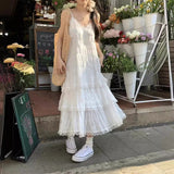 Pure-Style White Sling Dress Women's Spring And Summer New Beach Seaside Holiday Temperament Sweet Long Dress