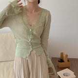 Spring New Lace Sister High-End Knitted Cardigan French Bodywear
