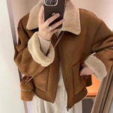 European High-End Fur Lamb Coat Women 2026 Autumn And Winter New Collar Locomotive Jacket Jacket Top