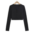 Sweet Sister Six Buckle Teeth Open Shirt Fashion Long Sleeve Thin Short Coat Sunscreen Thin Top