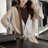 KANING Design Sense Two Sets Of Knitted Cardigan 2026 Autumn And Winter New V-Neck Hit-Colored Cardigan Vest Suit Woman