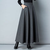 Autumn And Winter Pure Color Hair, The Half-Dress Skirt Big Swing Skirt High-Rise Long Dress Skirt Skirt Skirt