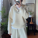 KANING Collar Half Zipper Pit Knitted Jersey Women 2026 Autumn New Korean Lazy Wind Cover Sweater Woman