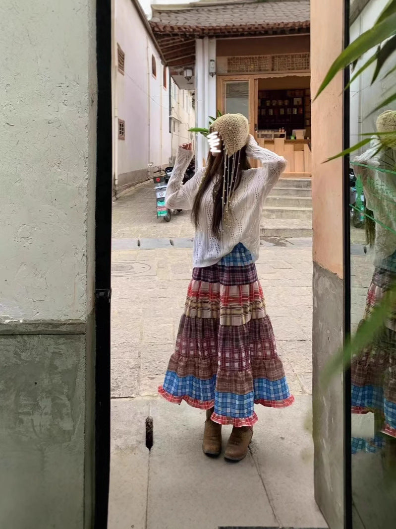 Vintage Print Dress Women's Spring Summer 2025 New High-Rise Thin A-Word Long Skirt
