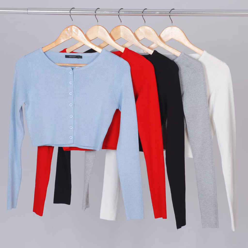 Spring Repair Single-Dcupuncture Knitted Cardigan Short-Sleeved Original Collar Coat Top