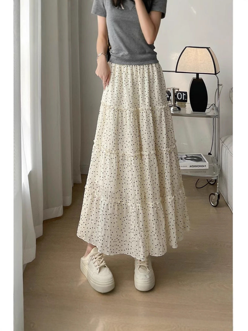 Wave Half Skirt Summer Thin New High-Waist A Skirt With Small Skirt Long Skirt Yang