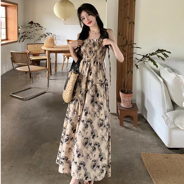 Temperament Stunning Sling Dress Summer 2025 New Holiday Style Super Xiansen Talling High-Rise Fasting Dress