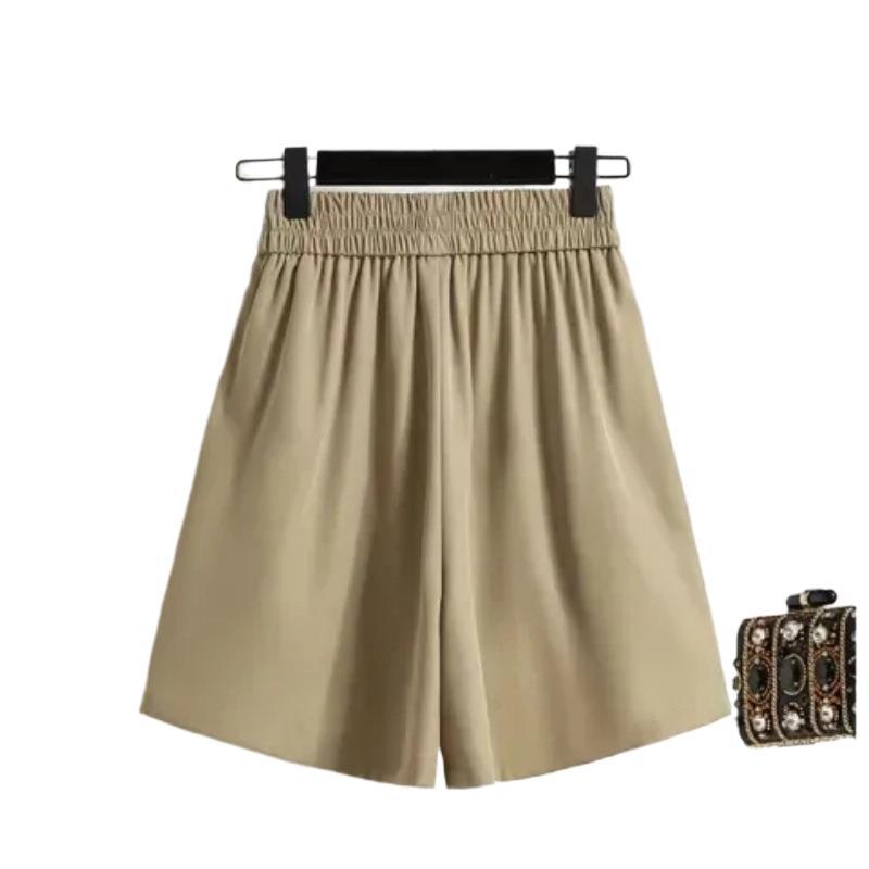 Shorts Women Summer Thin Loose Thin Ice Silk Cool Pants Small A Word Casual Broad Leg Pants High Waist