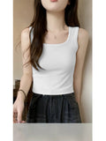 White Sling Vest Women's Suit With A Solid-Color Wide Shoulder Strapless Short Coat Summer Wear