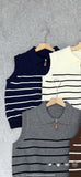 KANING Striped Collar Half Zipper Knitted Vest Women 2026 Autumn New Simple Folded Knitted Vest Women