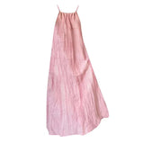 Solid Color Exposed Shoulder Hanging Neck Folded Sling Dress Women's Summer Loose Waist Thin Seaside Holiday Dress