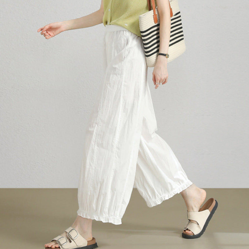 Nine-Legged Trousers Women's Summer Thin 2026 New Loose Straight Air Pants White Trousers
