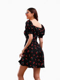 Temu Fashion Elegant Print V-Neck Dress Summer New A-Word Short Skirt