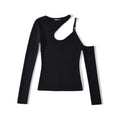 Autumn New Hottie Irregular Neck Hanging Neck Knitted Shirt Women's Single Shoulder Solid Color Knitting Top