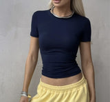 Underdastic Slimmed Short-Sleeved T-Shirt Women's Version Of The New Ins Thin Short Fashion Top Woman Trend