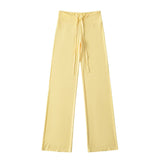 Summer New Yoga Elastic High-Waisted Loose-Rloose Straight Trousers Languid Languid Casual Drag Trousers