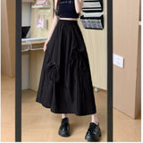 New Girl Style Design Sense Spliced Bow Half-Dress Women's Summer Loose Color High-Waist Temperament A-Character Dress