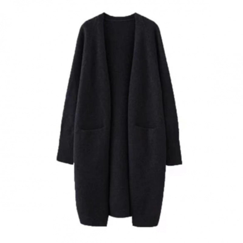 Lazy Wind Long Sweater Coat Women's Autumn And Winter New Korean Version Of Loose Pocket Knitted Open Shirt Outside