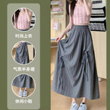 New Girl Style Design Sense Spliced Bow Half-Dress Women's Summer Loose Color High-Waist Temperament A-Character Dress